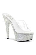 BEJEWELED-601DM Platform Slide  | Clear Vinyl