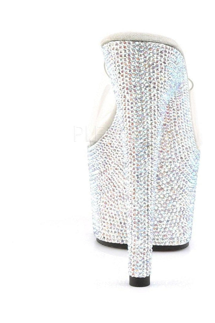 Pleaser BEJEWELED-701DM Platform Slide in Clear Vinyl