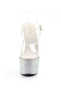 Pleaser BEJEWELED-708DM Platform Sandal in Clear Vinyl
