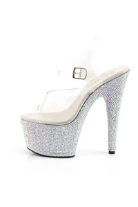 Pleaser BEJEWELED-708DM Platform Sandal in Clear Vinyl