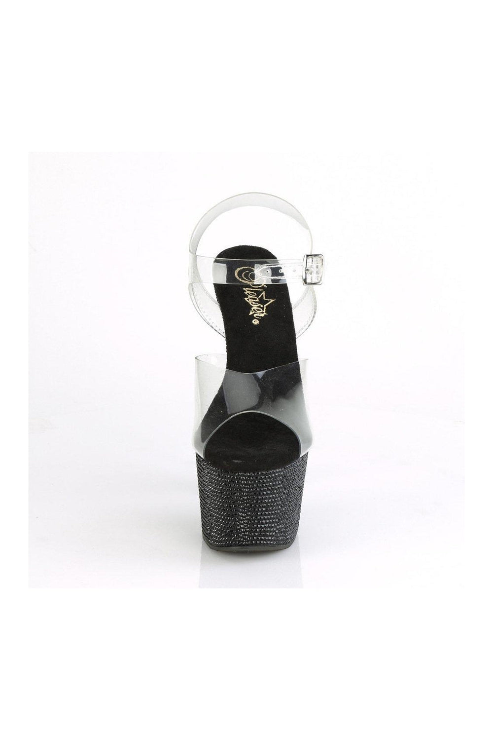 Pleaser BEJEWELED-708DM Sandal in Clear Vinyl
