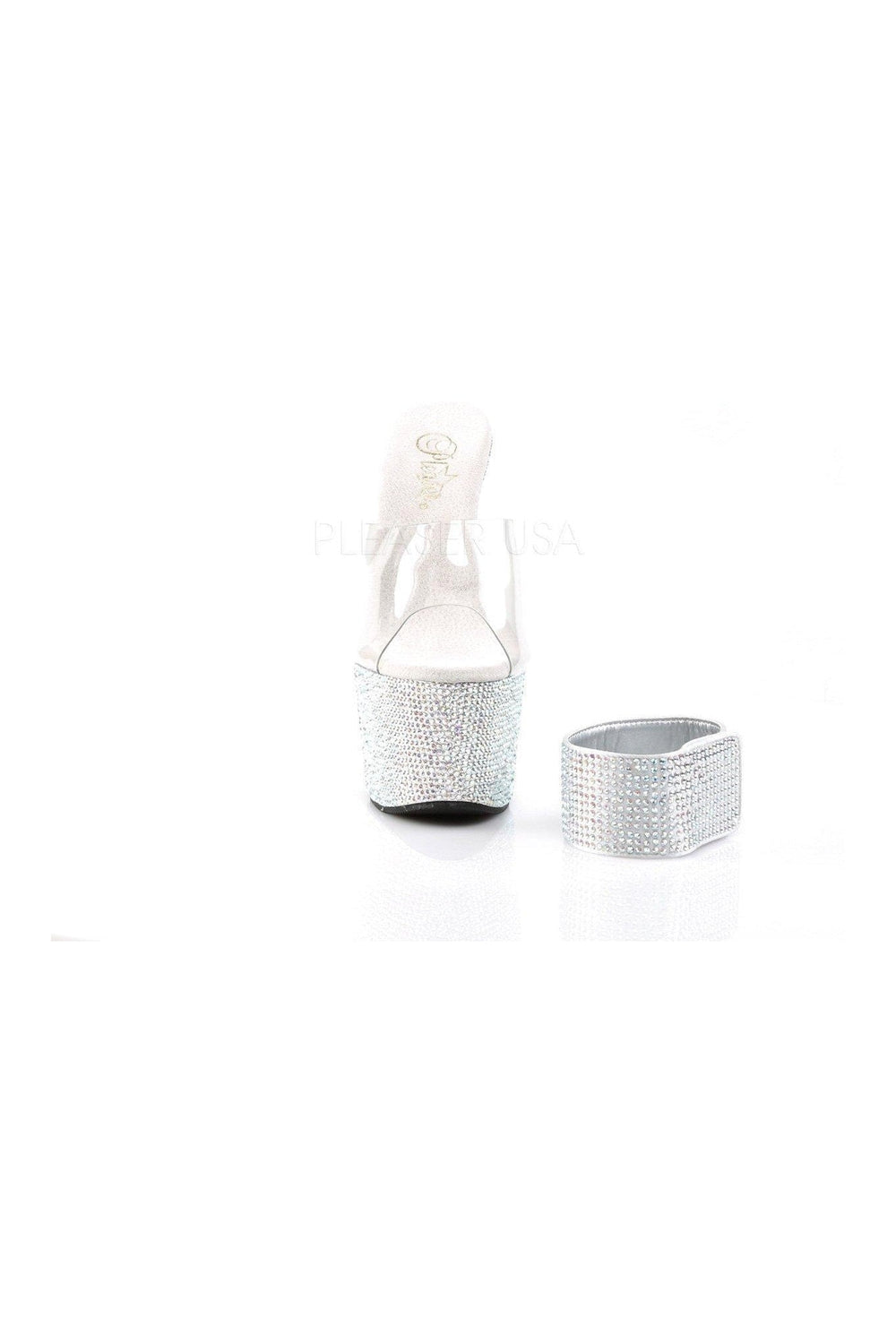 BEJEWELED-712RS Platform Sandal | Clear Vinyl-Pleaser-Slides-SEXYSHOES.COM