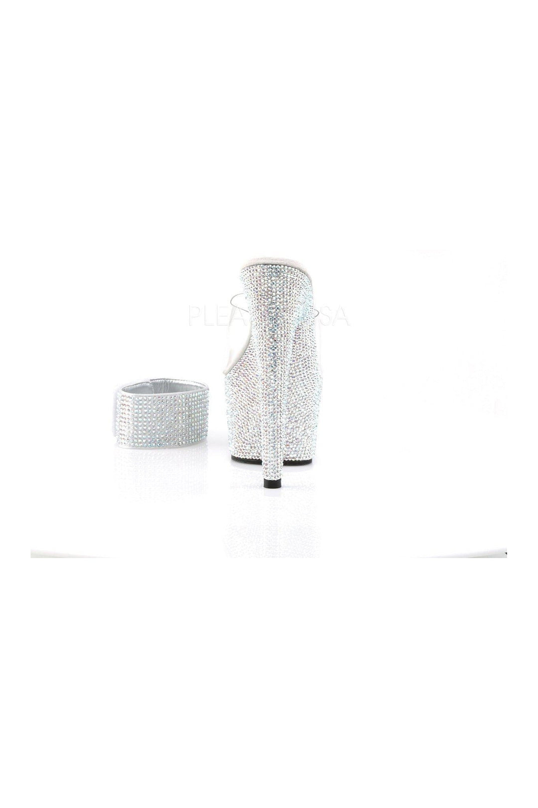 Pleaser BEJEWELED-712RS Platform Sandal in Clear Vinyl