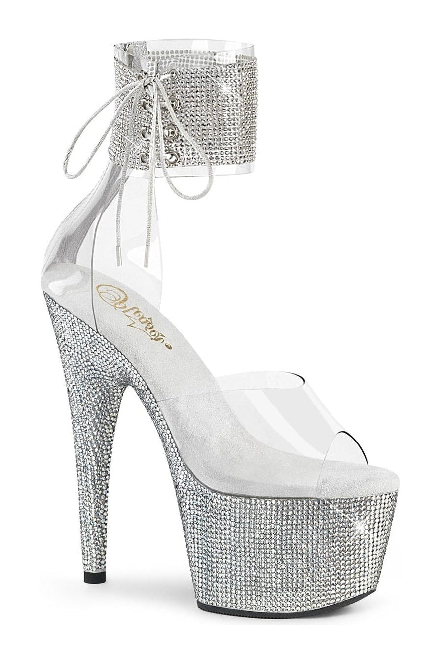 Pleaser BEJEWELED-724RS Exotic Sandal in Clear Vinyl from SexyShoes.com