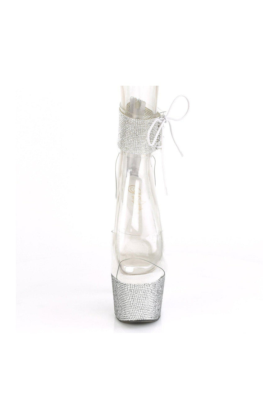 Pleaser BEJEWELED-724RS Exotic Sandal in Clear Vinyl