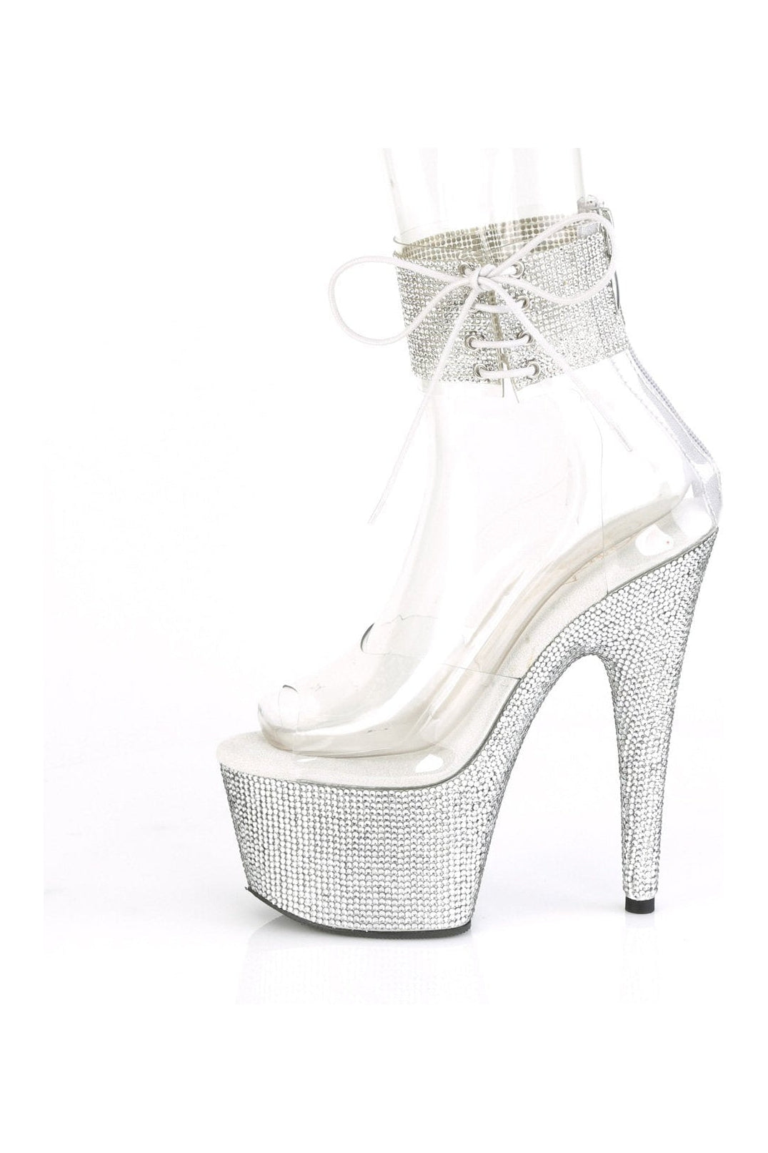 Pleaser BEJEWELED-724RS Exotic Sandal in Clear Vinyl