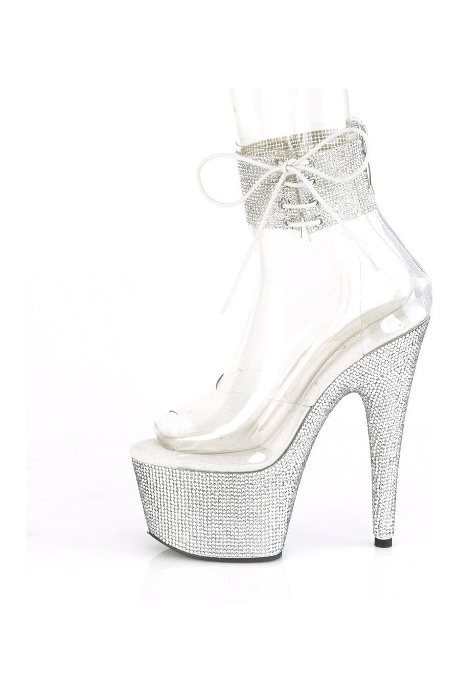 Pleaser BEJEWELED-724RS Exotic Sandal in Clear Vinyl