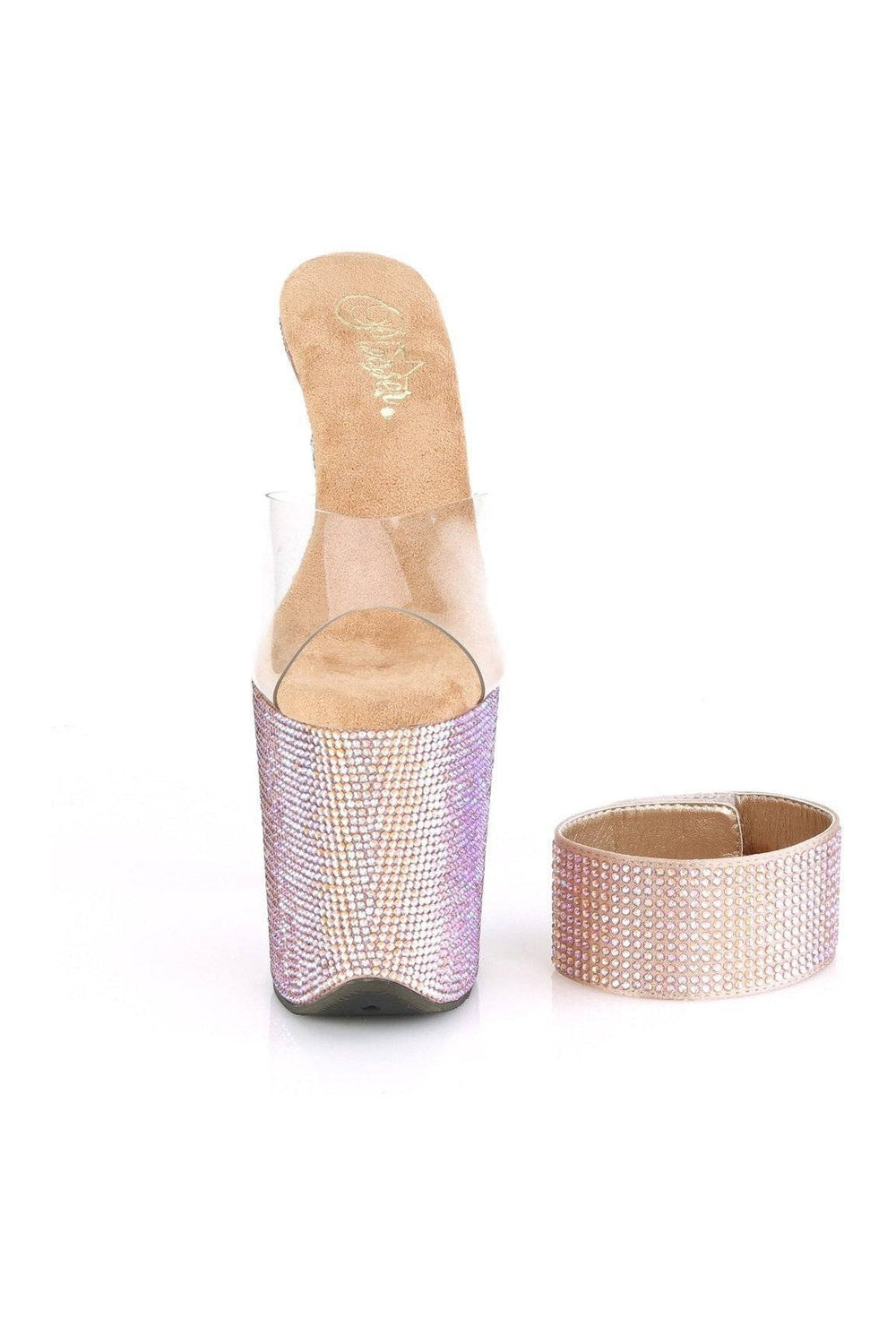 Pleaser BEJEWELED-812RS Exotic Sandal in Rose Gold Vinyl