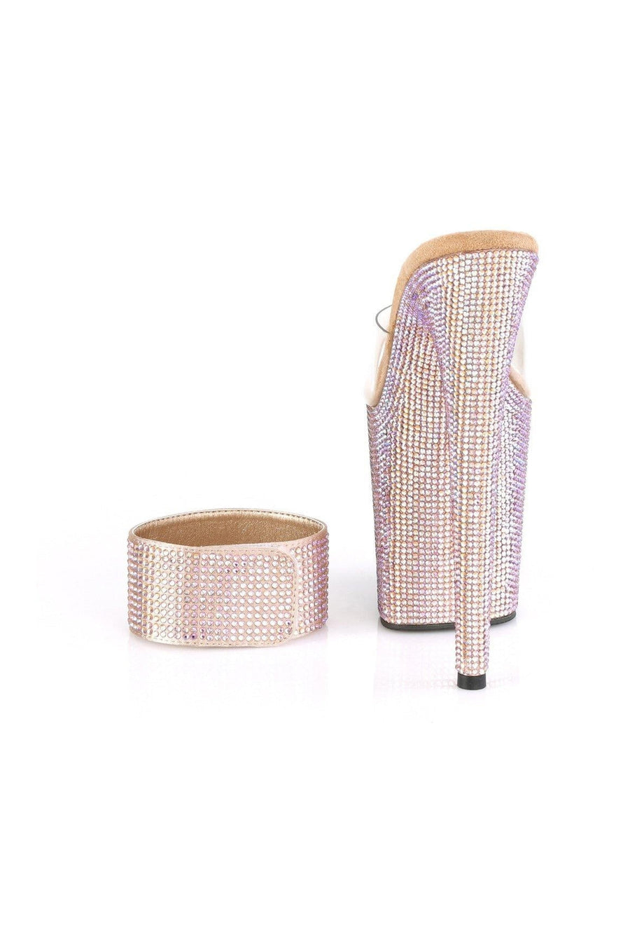 Pleaser BEJEWELED-812RS Exotic Sandal in Rose Gold Vinyl