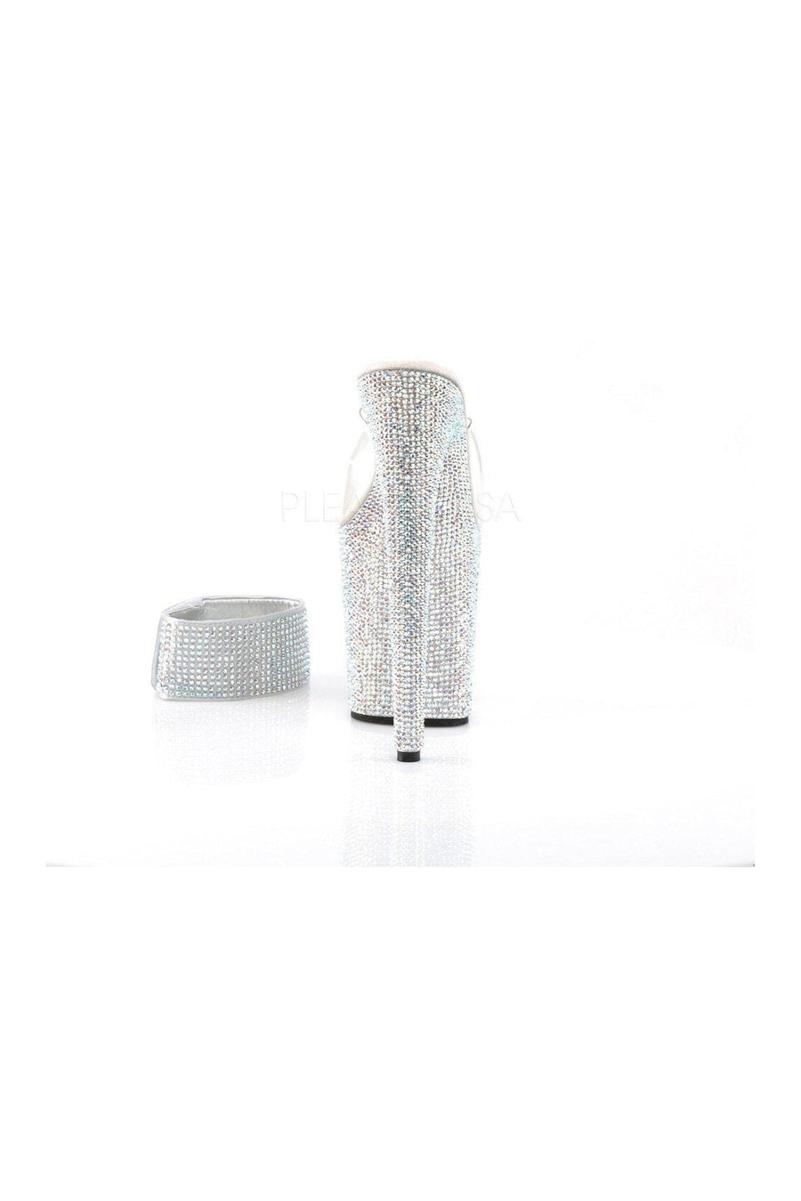 Pleaser BEJEWELED-812RS Platform Slide in Clear Vinyl