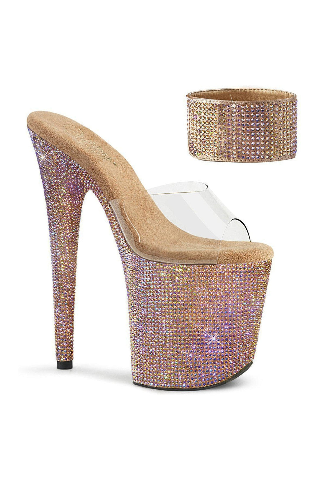 BEJEWELED-812RS Sandal | Clear Vinyl-Sandals-Pleaser-Clear-9-Vinyl-SEXYSHOES.COM