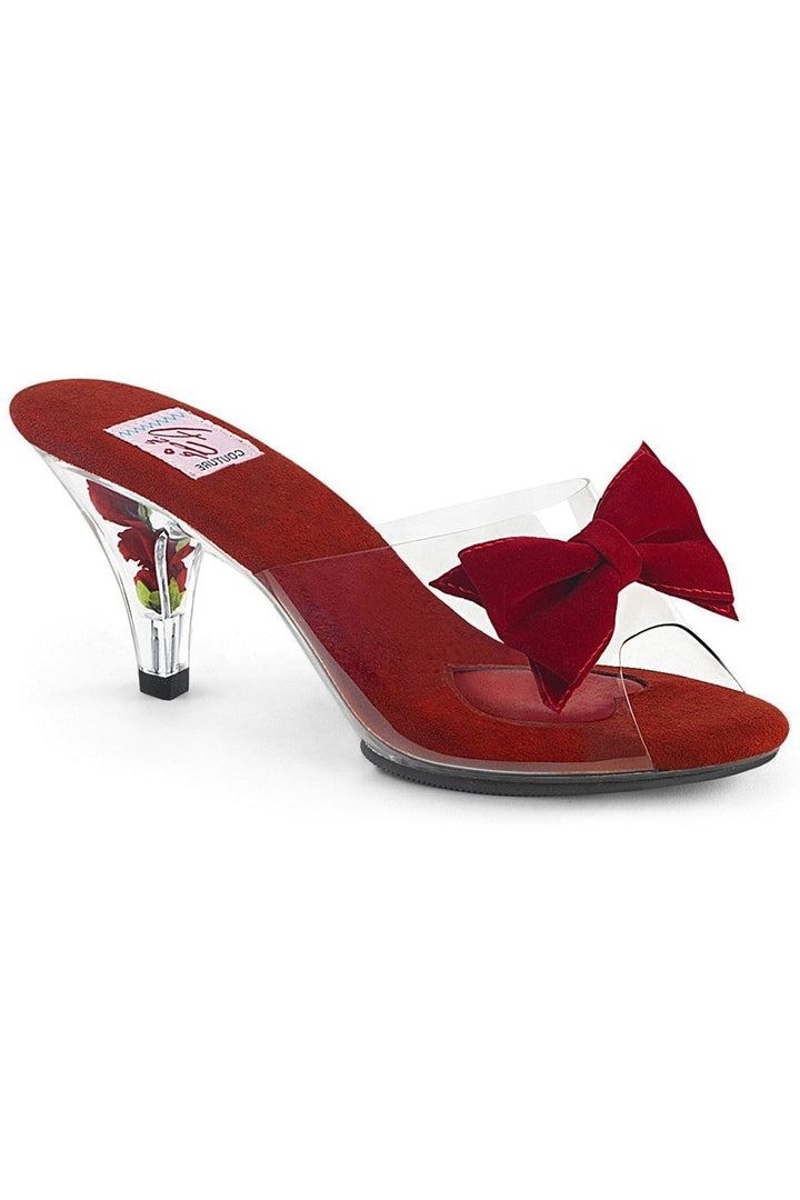 BELLE-301BOW Slide | Clear Vinyl-Slides-Pin Up Couture-Clear-6-Vinyl-SEXYSHOES.COM