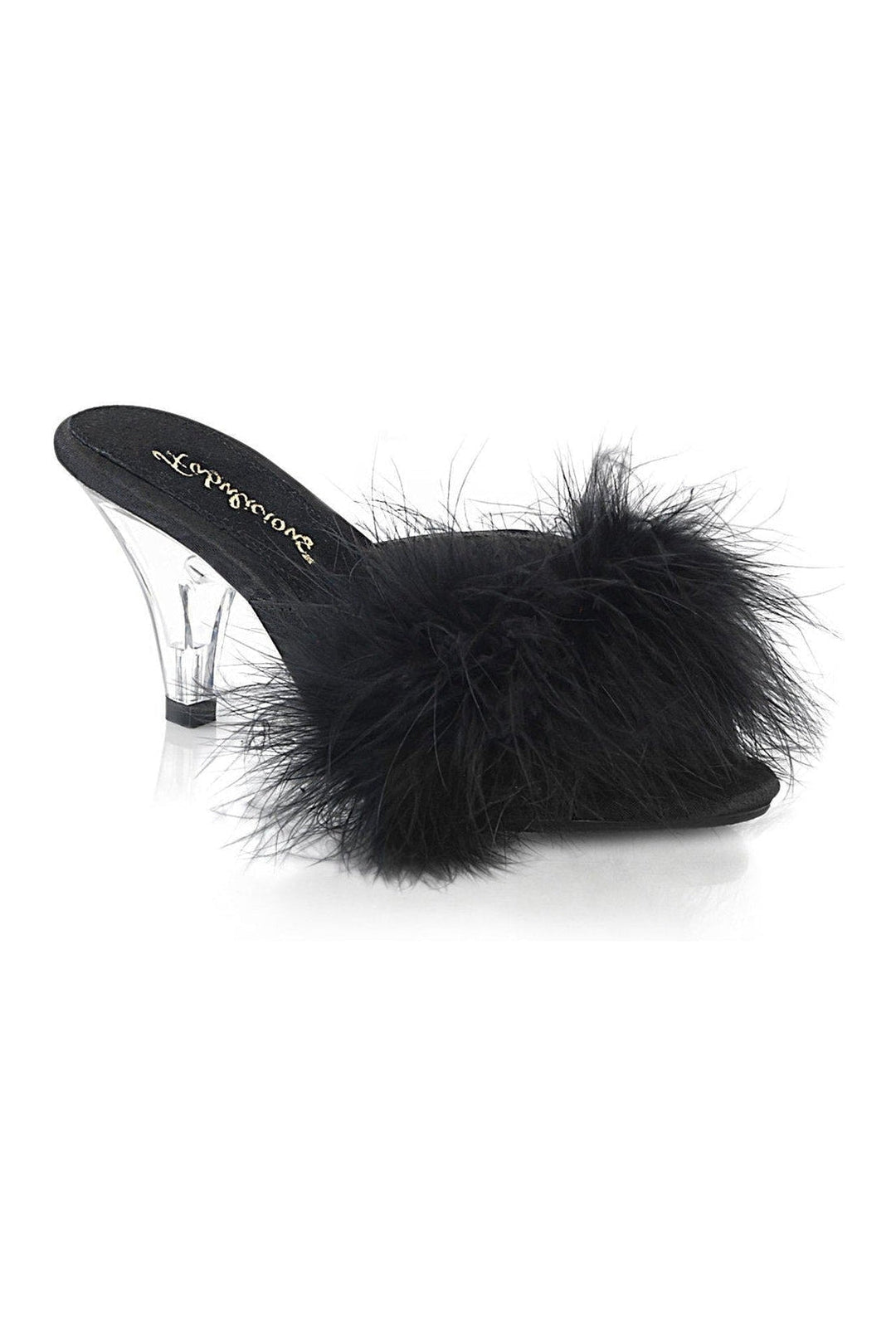 Fabulicious BELLE-301F Slide in Black Faux Leather from SexyShoes.com