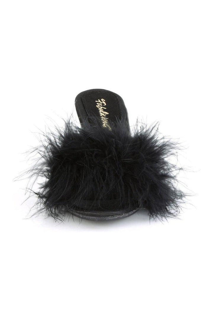 BELLE-301F Slide | Black Faux Leather