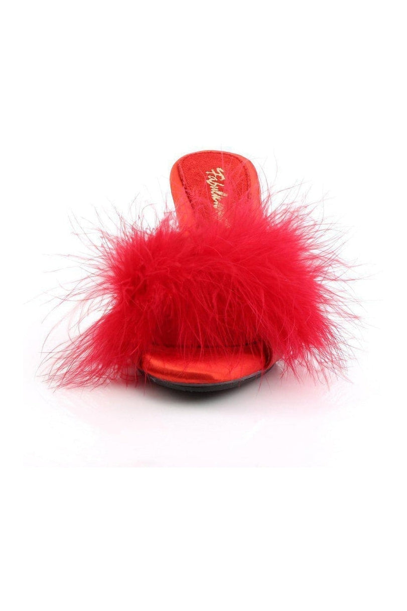 BELLE-301F Slide | Red Faux Leather-Slides-Fabulicious-SEXYSHOES.COM