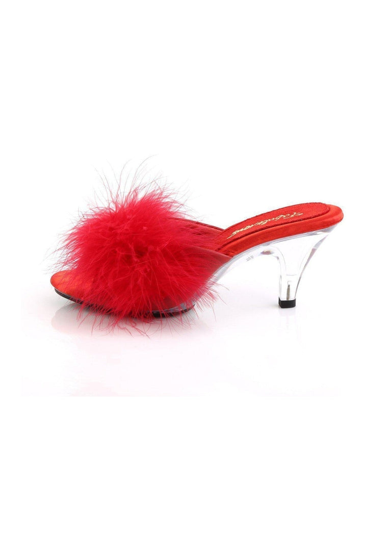 BELLE-301F Slide | Red Faux Leather-Slides-Fabulicious-SEXYSHOES.COM
