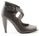 BELTED PUMP OPEN TOE-GREY