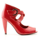 BELTED PUMP OPEN TOE-RED