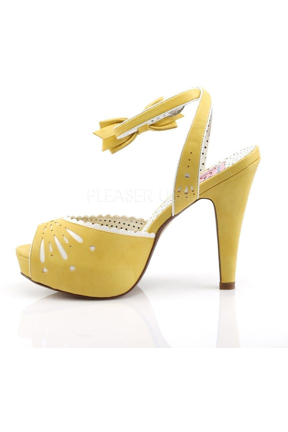 BETTIE-01 Sandal | Yellow Faux Leather-Pin Up Couture-Sandals-SEXYSHOES.COM