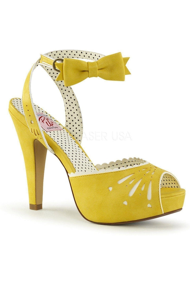 BETTIE-01 Sandal | Yellow Faux Leather-Pin Up Couture-Yellow-Sandals-SEXYSHOES.COM