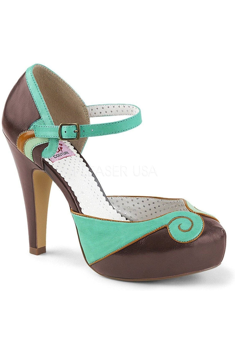 Pin Up Couture BETTIE-17 Pumps in Brown Faux Leather from SexyShoes.com