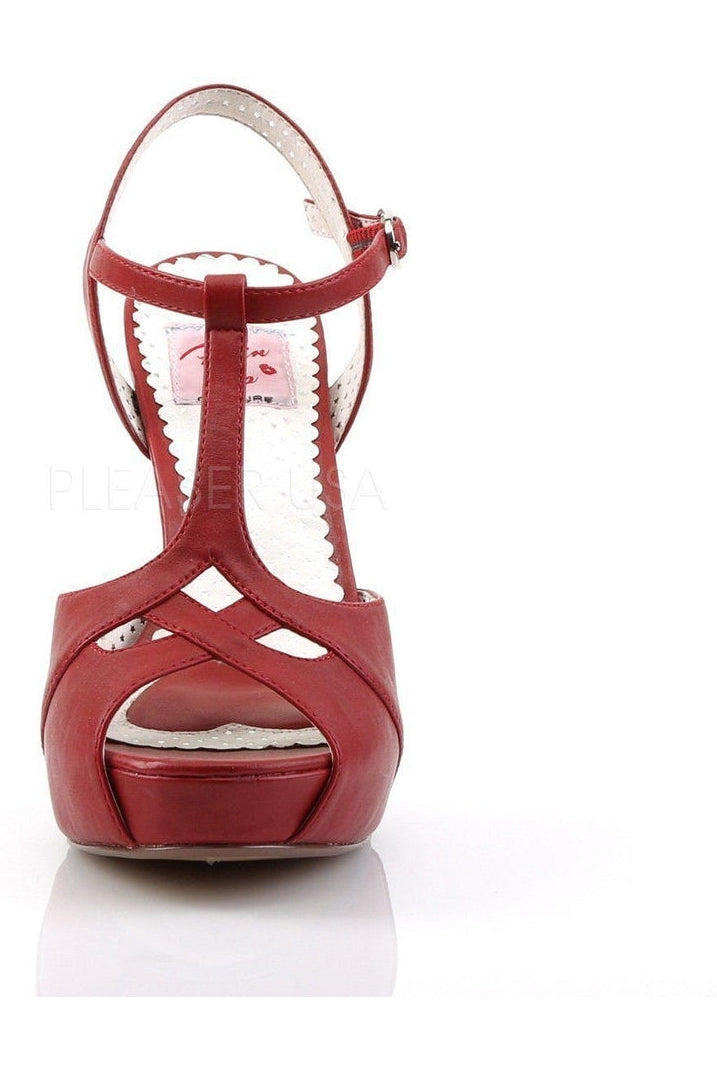 BETTIE-23 Sandal | Red Faux Leather-Pin Up Couture-Sandals-SEXYSHOES.COM