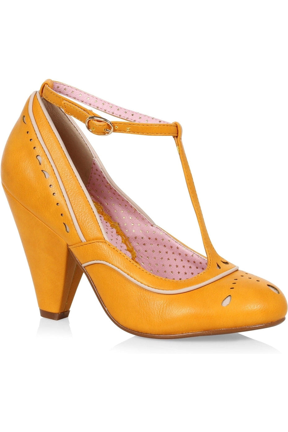 Bettie Page Annie Pump | Yellow Faux Leather-Pumps-Bettie Page by Ellie-SEXYSHOES.COM