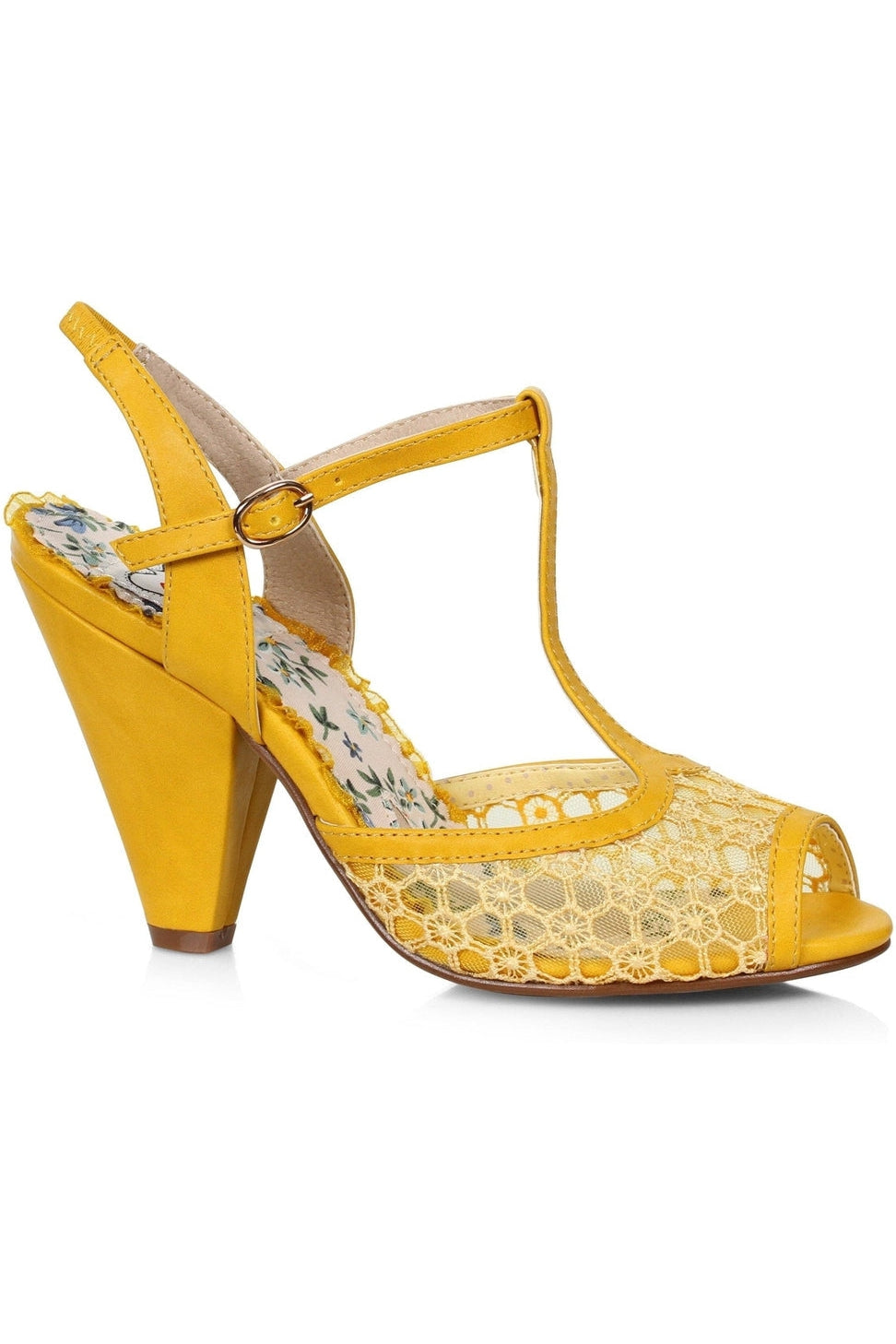 Bettie Page Brooklyn Pump | Yellow Faux Leather-Pumps-Bettie Page by Ellie-SEXYSHOES.COM