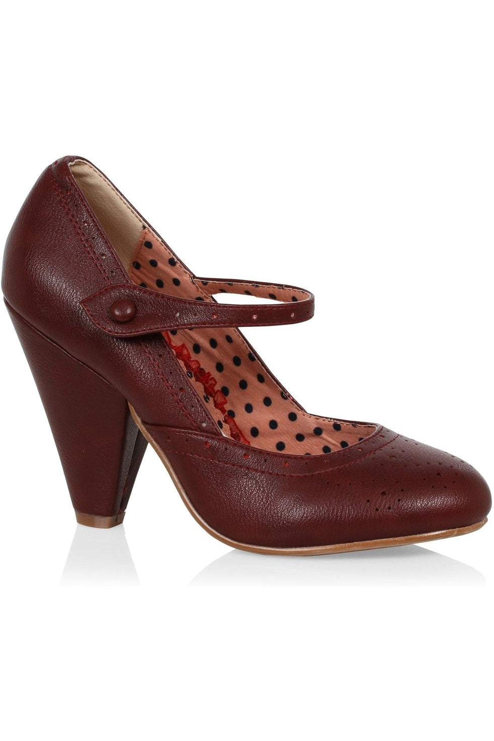 Bettie Page Elanor Mary Jane | Burgundy Faux Leather-Mary Janes-Bettie Page by Ellie-SEXYSHOES.COM