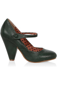 Bettie Page by Ellie Bettie Page Elanor Mary Jane in Green Faux Leather from SexyShoes.com