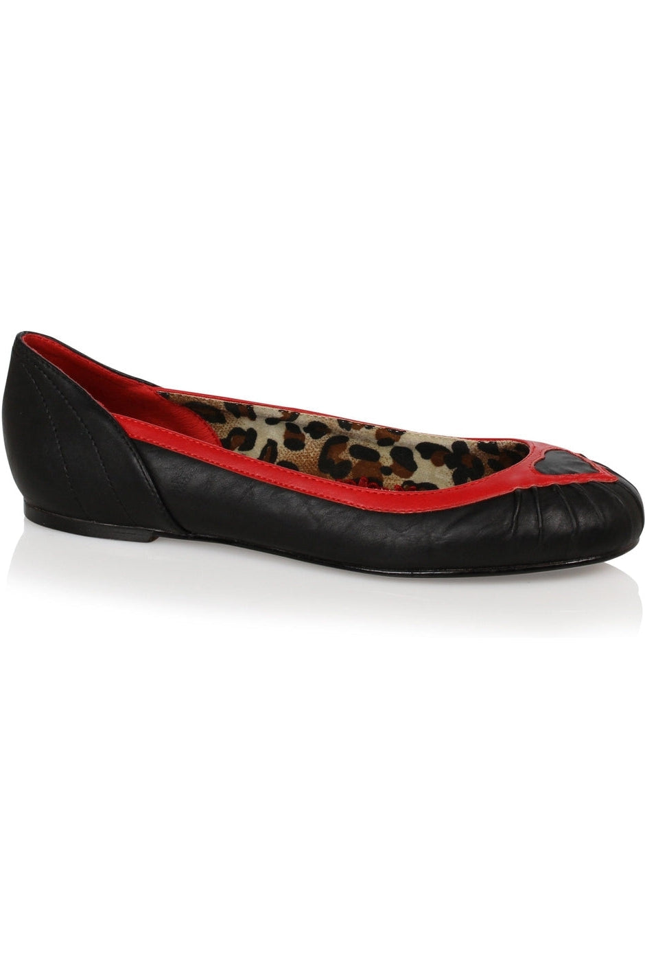 Bettie Page Frances Flat | Black Faux Leather-Flats-Bettie Page by Ellie-SEXYSHOES.COM