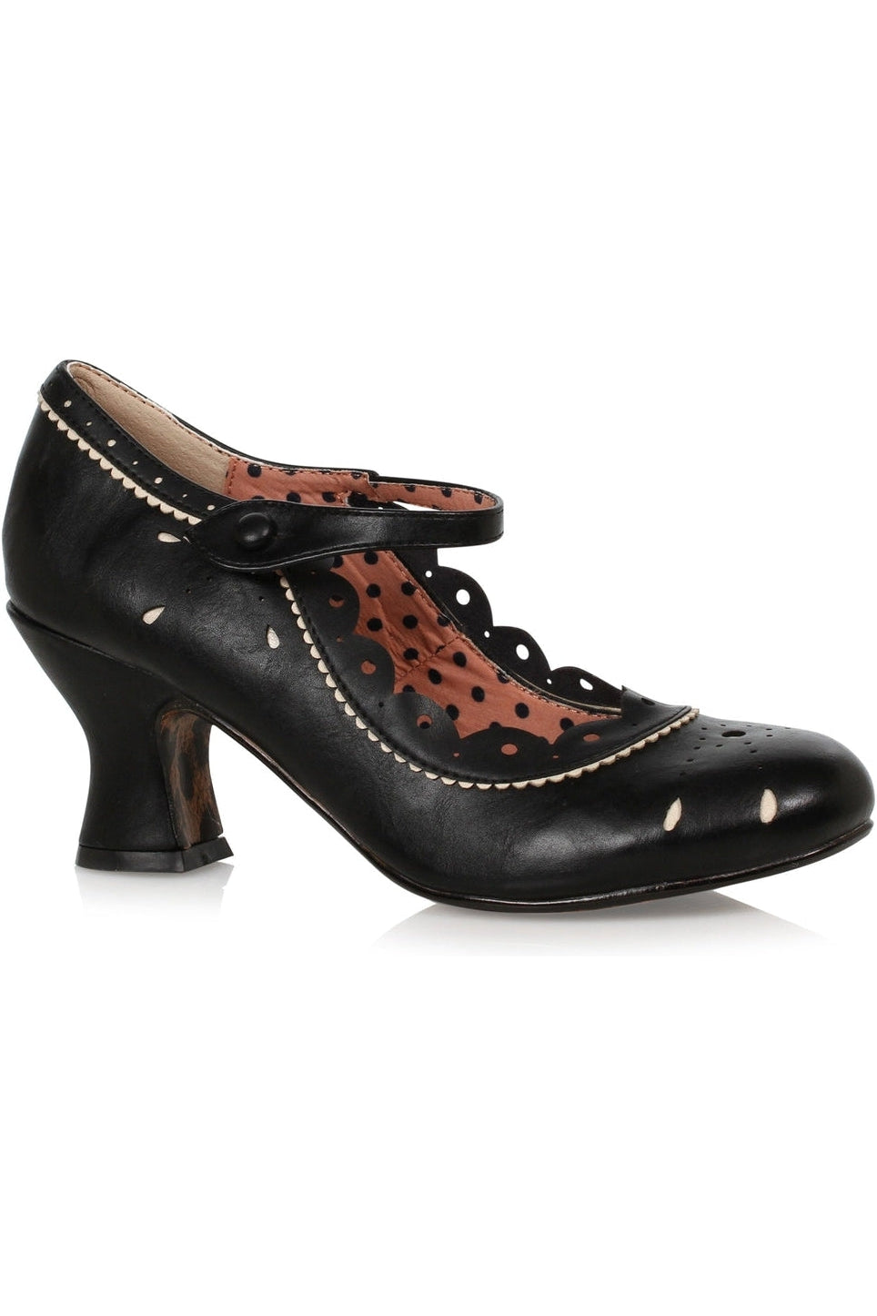 Bettie Page Joyce Pump | Black Faux Leather-Pumps-Bettie Page by Ellie-SEXYSHOES.COM