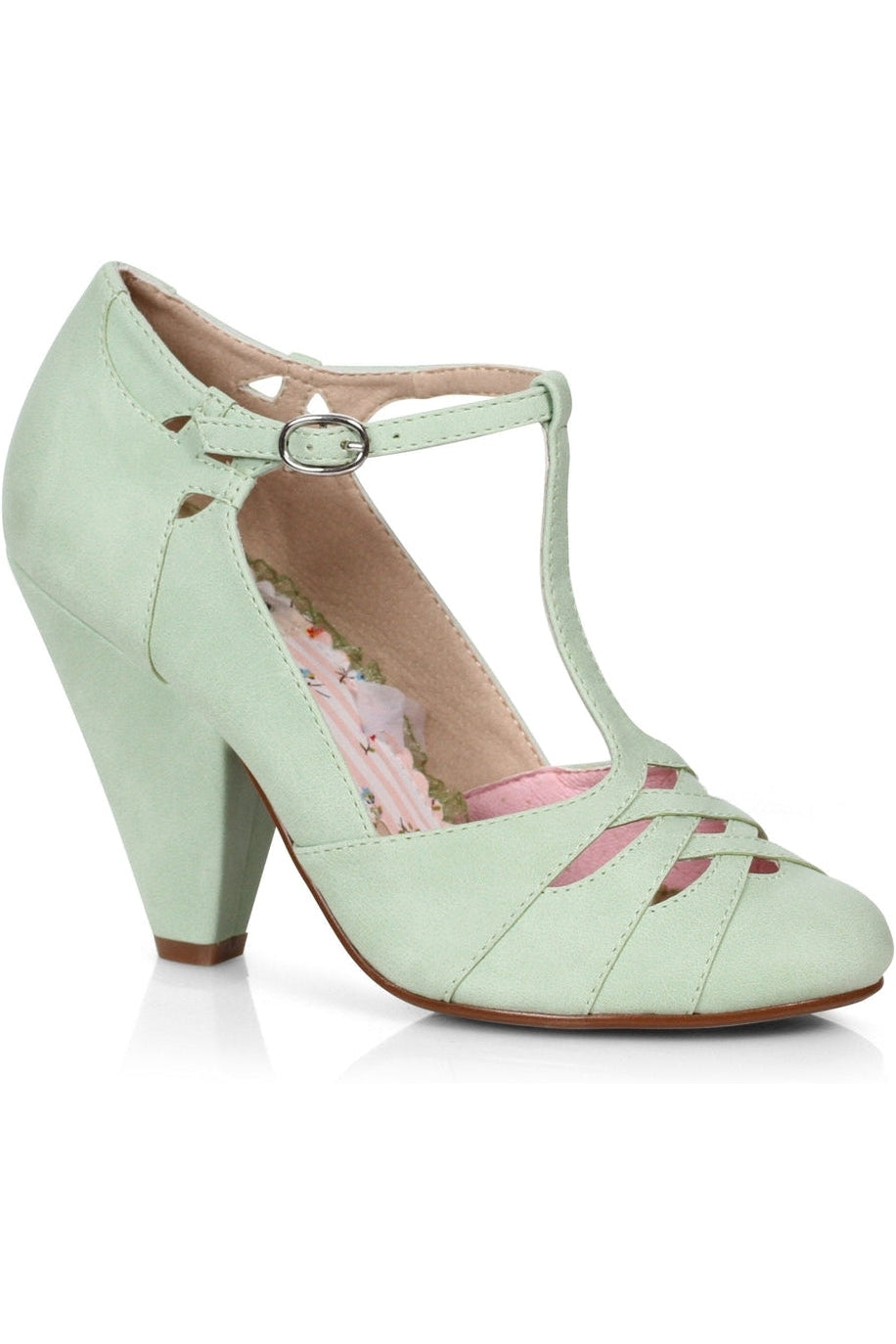 Bettie Page by Ellie Bettie Page Laura Pump in Green Faux Leather from SexyShoes.com