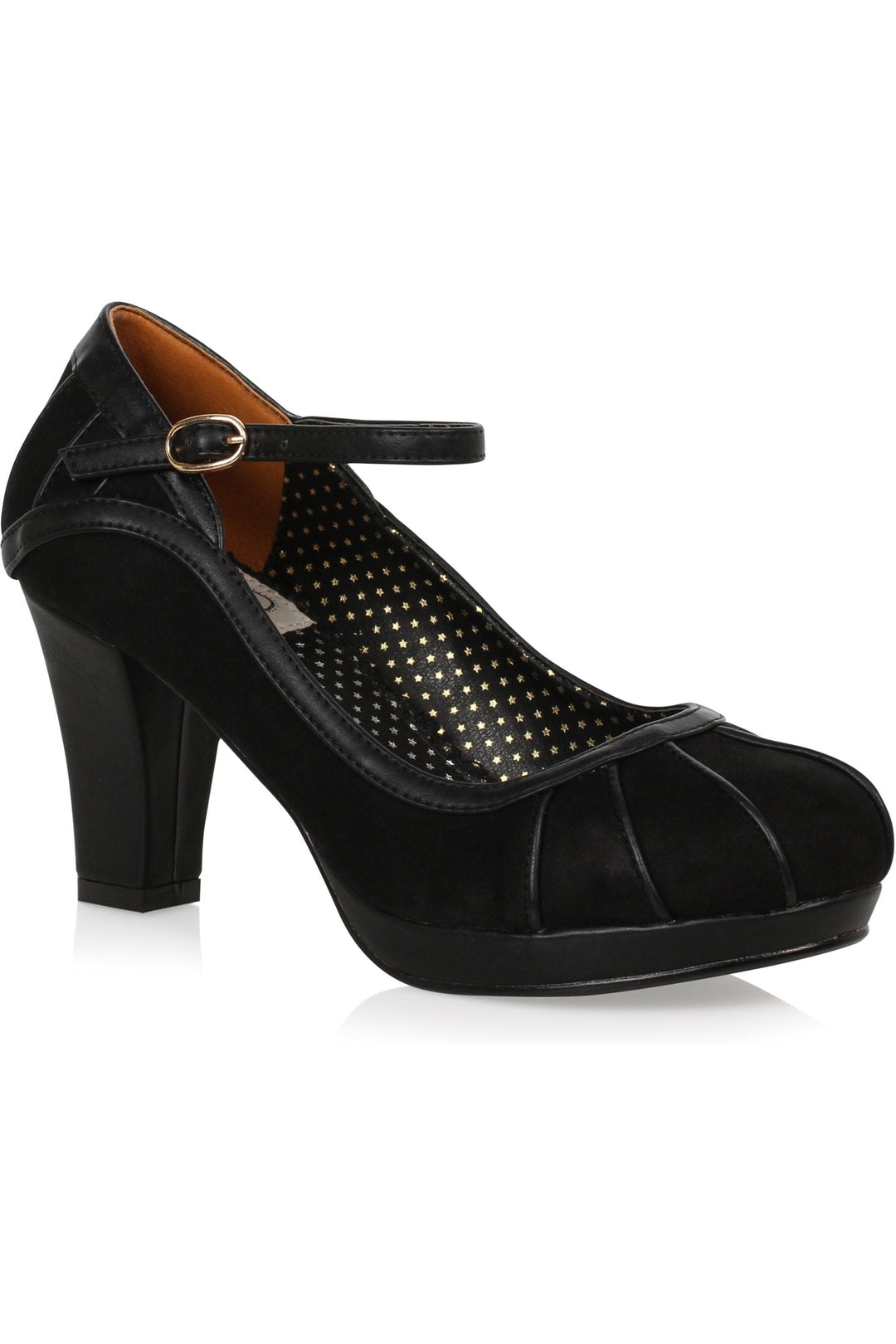 Bettie Page by Ellie Bettie Page Rita Pump in Black Faux Leather from SexyShoes.com