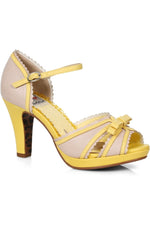 Bettie Page Sue Pump | Yellow Faux Leather