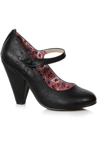 Bettie Page by Ellie Bettie Page Allie Vintage Pump in Black Faux Leather from SexyShoes.com