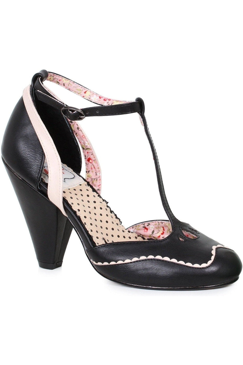 Bettie Paige Annalise Vintage Pump | Black Faux Leather-Bettie Page by Ellie-SEXYSHOES.COM