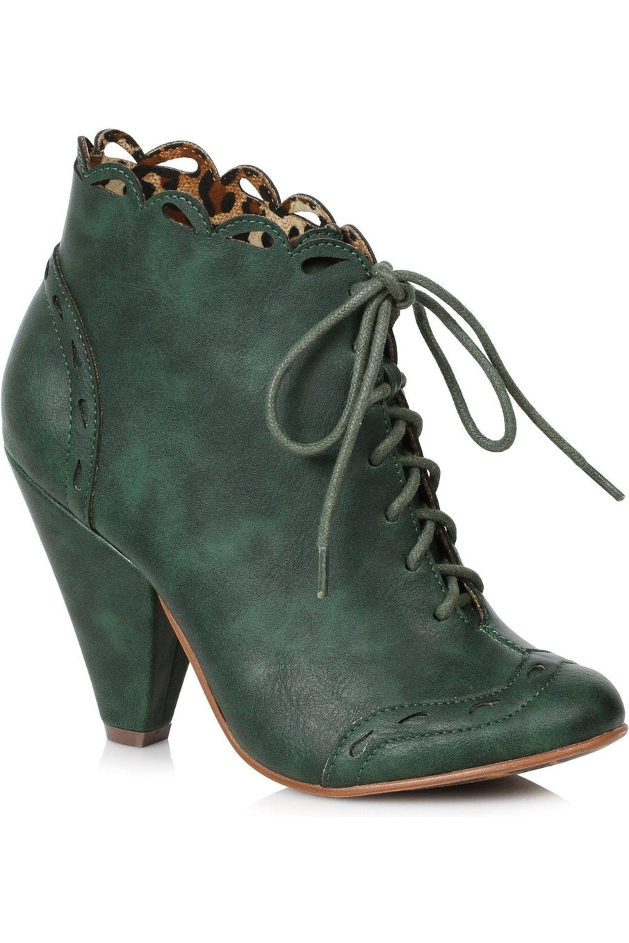 Bettie Paige Eddie Vintage Bootie | Green Faux Leather-Bettie Page by Ellie-SEXYSHOES.COM