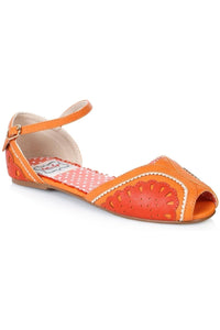 Bettie Page by Ellie Bettie Page Fruitie Vintage Sandal in Orange Faux Leather from SexyShoes.com