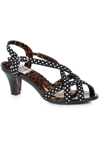 Bettie Page by Ellie Bettie Page Gracie Vintage Sandal in Black Faux Leather from SexyShoes.com