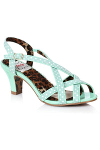 Bettie Page by Ellie Bettie Page Gracie Vintage Sandal in Green Faux Leather from SexyShoes.com