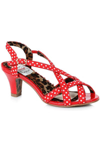 Bettie Page by Ellie Bettie Page Gracie Vintage Sandal in Red Faux Leather from SexyShoes.com