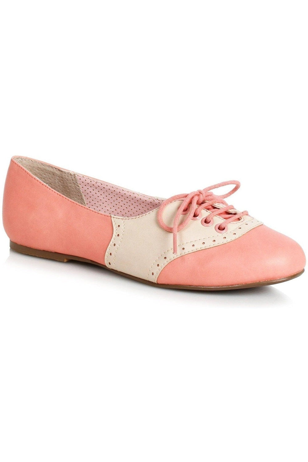 Bettie Paige Halle Oxford Flat | Orange Faux Leather-Bettie Page by Ellie-SEXYSHOES.COM