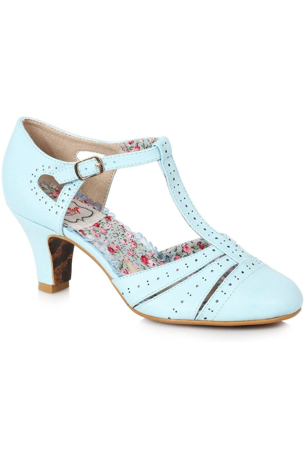 Bettie Page by Ellie Bettie Page Maisie Vintage Pump in Blue Faux Leather from SexyShoes.com