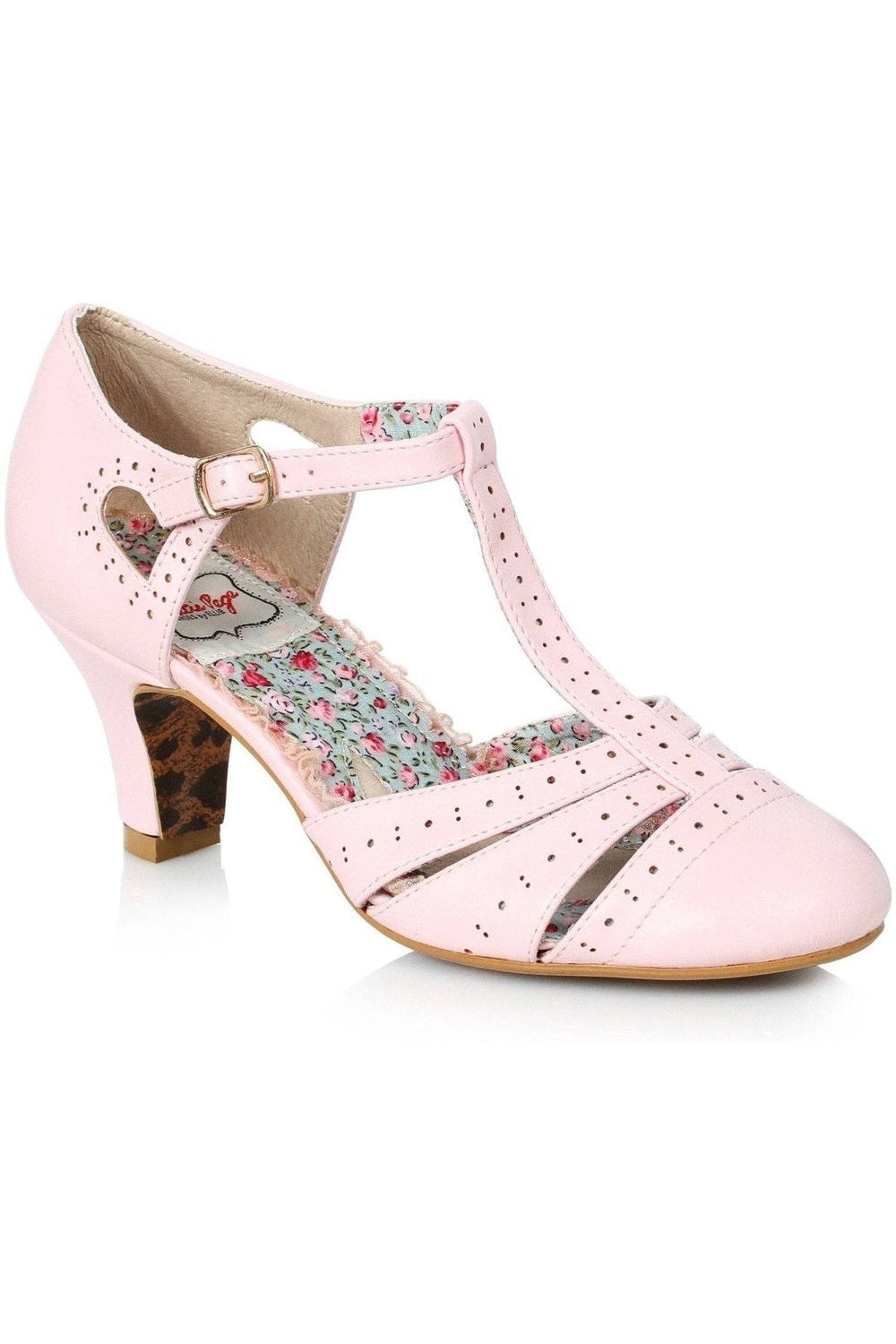 Bettie Paige Maisie Vintage Pump | Pink Faux Leather-Bettie Page by Ellie-SEXYSHOES.COM