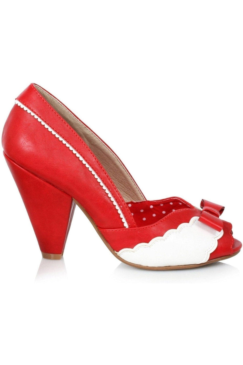 Bettie Page by Ellie Bettie Page Margie Vintage Pump in Red Faux Leather from SexyShoes.com