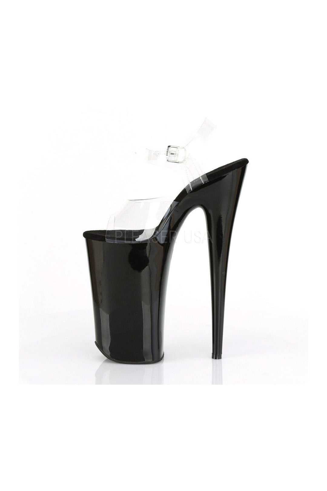 Pleaser BEYOND-008 Platform Sandal in Black Vinyl