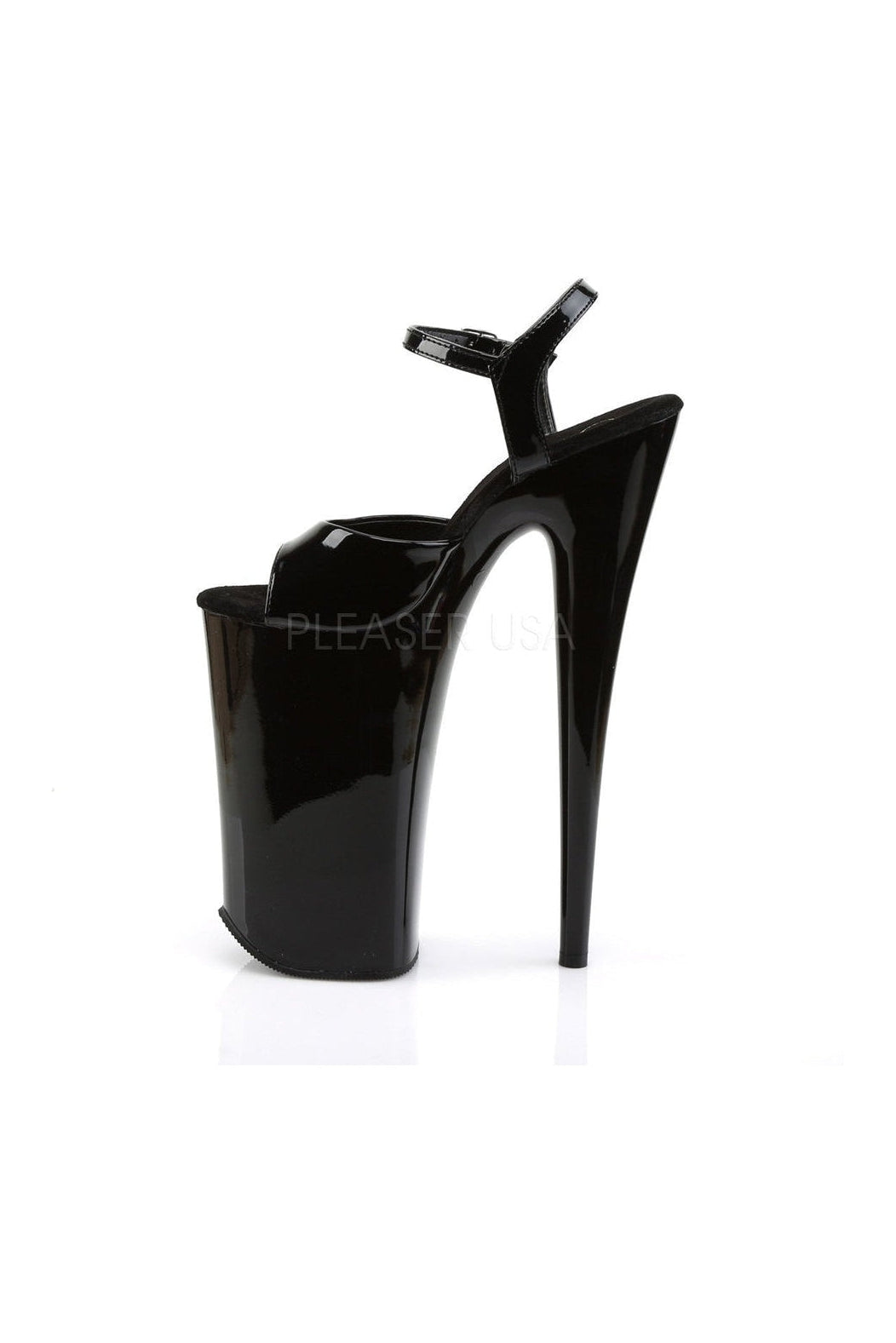 BEYOND-009 Platform Sandal | Black Patent-Pleaser-Sandals-SEXYSHOES.COM