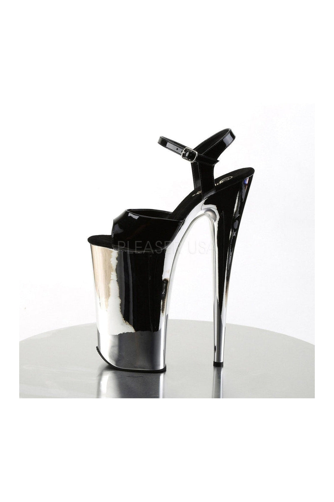 Pleaser BEYOND-009 Platform Sandal in Black Patent
