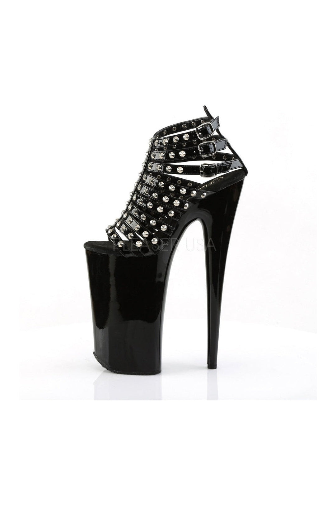 BEYOND-093 Platform Sandal | Black Patent-Sandals- Stripper Shoes at SEXYSHOES.COM